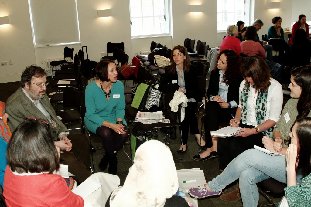 Child to Child Director, Tricia Young, is discussing the Child to Child approach with a group of participants.